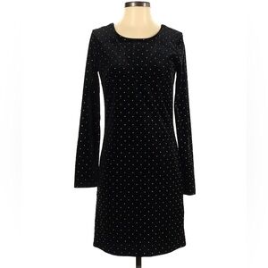 DEX Black Velvet Studded Long Sleeve Sheath Dress - Size S